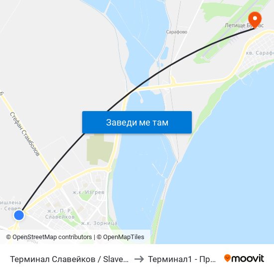 Терминал Славейков / Slaveykov Terminus to Терминал1 - Пристигащи map