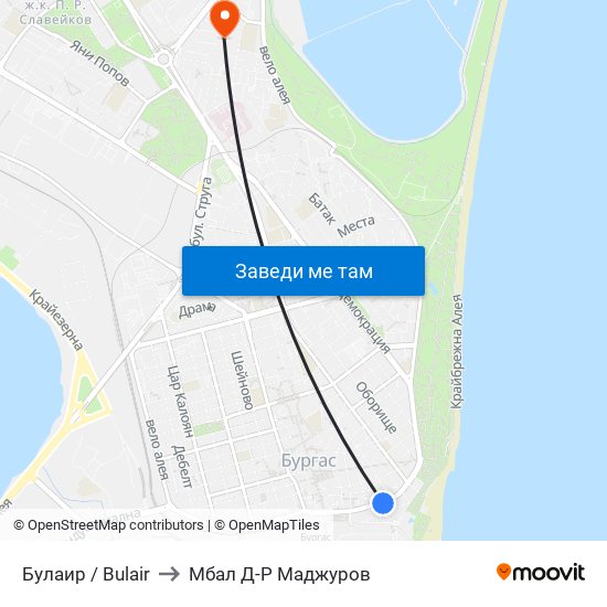 Булаир / Bulair to Мбал Д-Р Маджуров map