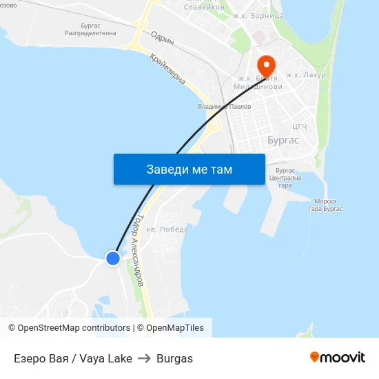 Езеро Вая / Vaya Lake to Burgas map