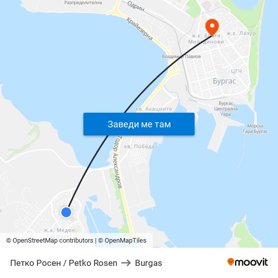 Петко Росен / Petko Rosen to Burgas map