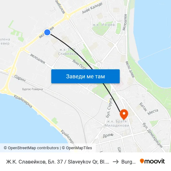 Ж.К. Славейков, Бл. 37 / Slaveykov Qr, Bl. 37 to Burgas map