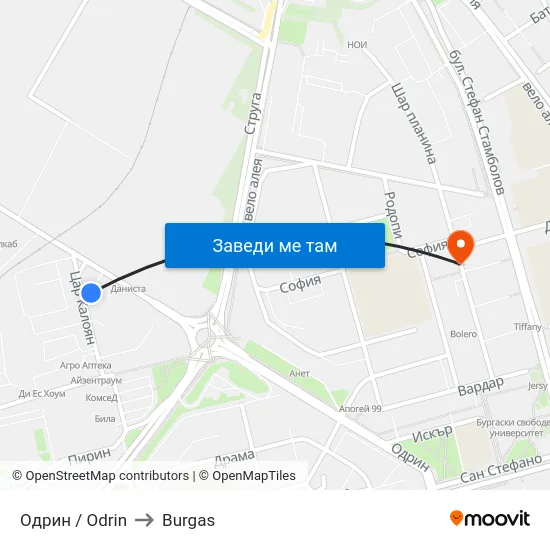 Одрин / Odrin to Burgas map
