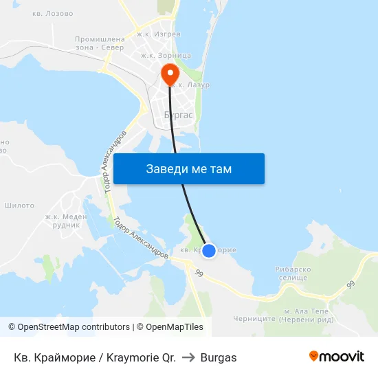 Кв. Крайморие / Kraymorie Qr. to Burgas map