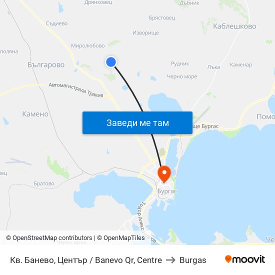 Кв. Банево, Център / Banevo Qr, Centre to Burgas map