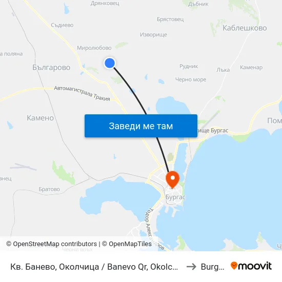 Кв. Банево, Околчица / Banevo Qr, Okolchitsa to Burgas map