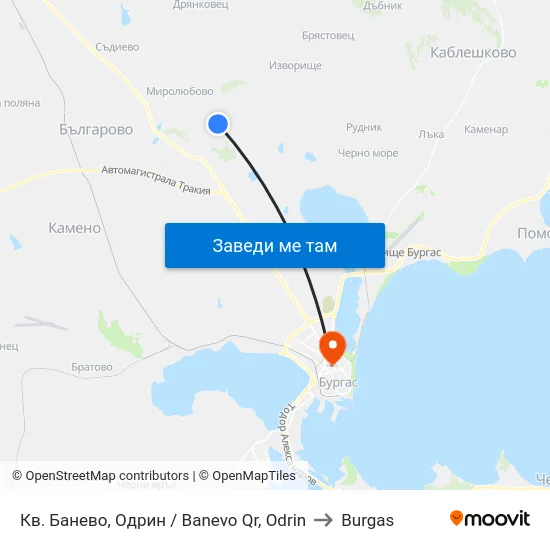 Кв. Банево, Одрин / Banevo Qr, Odrin to Burgas map