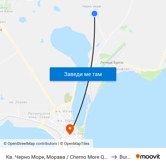 Кв. Черно Море, Морава / Cherno More Qr, Morava to Burgas map