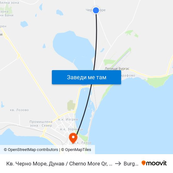 Кв. Черно Море, Дунав / Cherno More Qr, Dunav to Burgas map