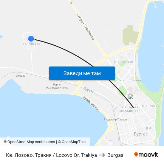 Кв. Лозово, Тракия / Lozovo Qr, Trakiya to Burgas map