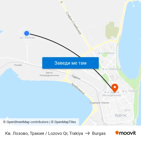Кв. Лозово, Тракия / Lozovo Qr, Trakiya to Burgas map