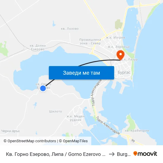 Кв. Горно Езерово, Липа / Gorno Ezerovo Qr, Lipa to Burgas map