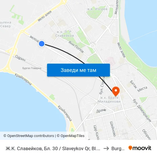 Ж.К. Славейков, Бл. 30 / Slaveykov Qr, Bl. 30 to Burgas map