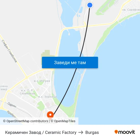 Керамичен Завод / Ceramic Factory to Burgas map