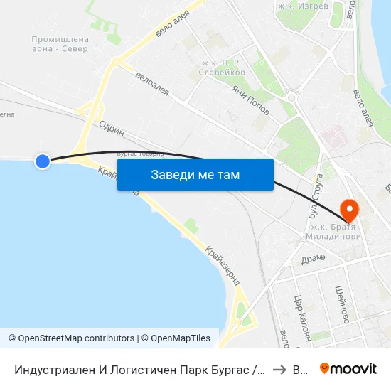Индустриален И Логистичен Парк Бургас / Industrial And Logistic Park Bourgas to Burgas map
