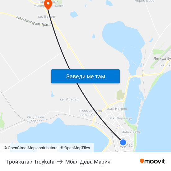 Тройката / Troykata to Мбал Дева Мария map