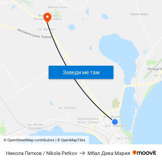 Никола Петков / Nikola Petkov to Мбал Дева Мария map
