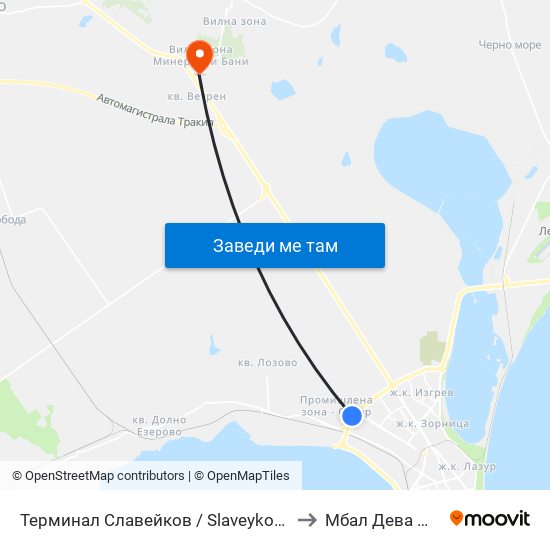 Терминал Славейков / Slaveykov Terminus to Мбал Дева Мария map