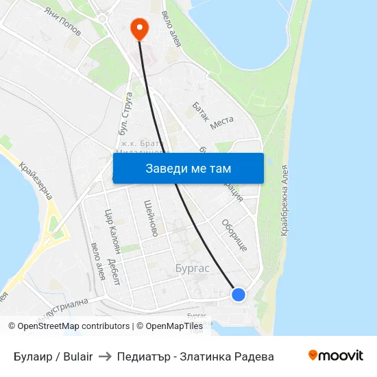 Булаир / Bulair to Педиатър - Златинка Радева map