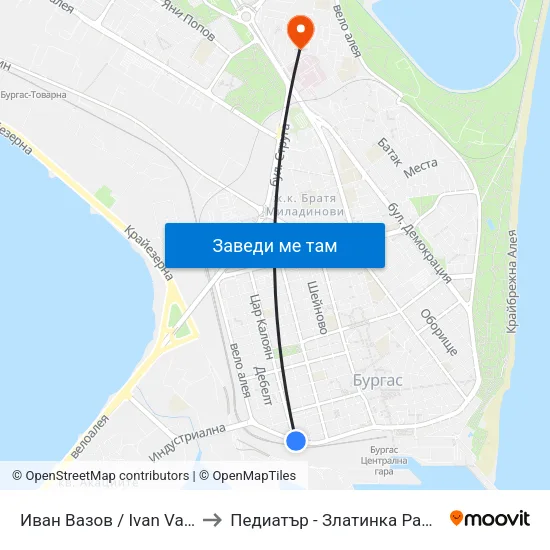 Иван Вазов / Ivan Vazov to Педиатър - Златинка Радева map