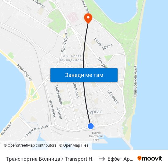 Транспортна Болница / Transport Hospital to Ефбет Арена map