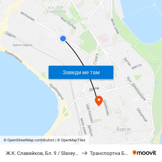 Ж.К. Славейков, Бл. 9 / Slaveykov Qr, Bl. 9 to Транспортна Болница map