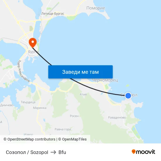 Созопол / Sozopol to Bfu map