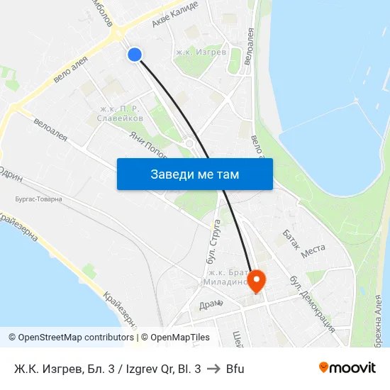 Ж.К. Изгрев, Бл. 3 / Izgrev Qr, Bl. 3 to Bfu map