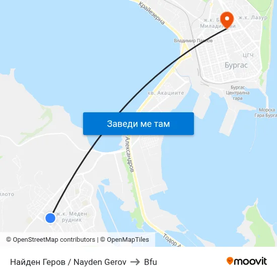 Найден Геров / Nayden Gerov to Bfu map