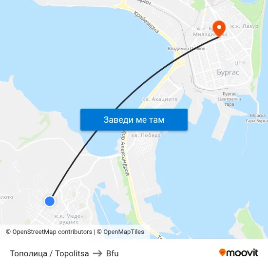 Тополица / Topolitsa to Bfu map