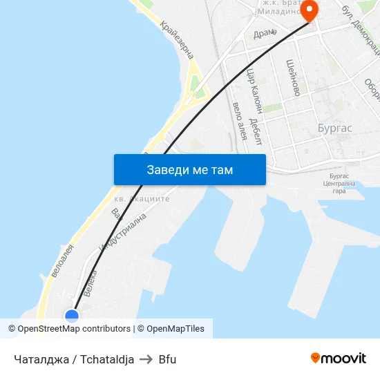 Чаталджа / Tchataldja to Bfu map