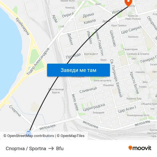 Спортна / Sportna to Bfu map