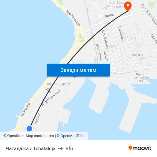 Чаталджа / Tchataldja to Bfu map