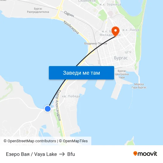 Езеро Вая / Vaya Lake to Bfu map