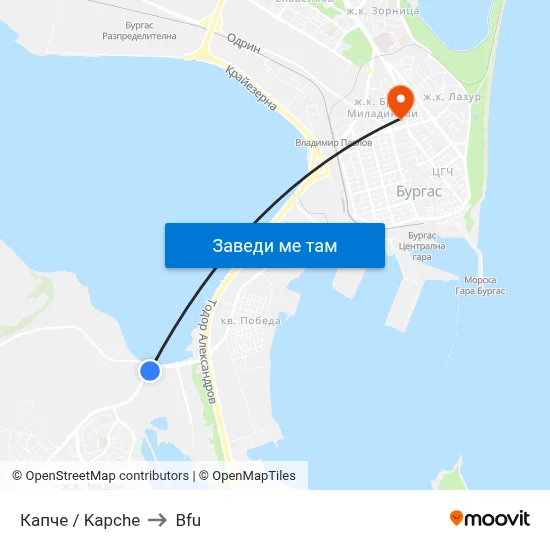 Капче / Kapche to Bfu map