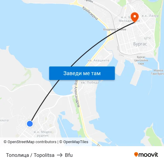 Тополица / Topolitsa to Bfu map