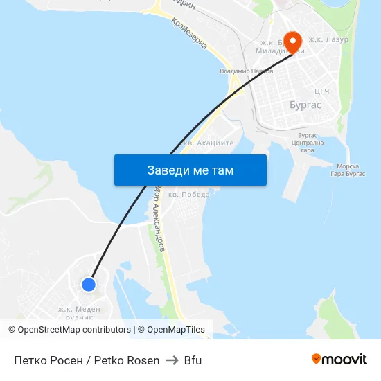 Петко Росен / Petko Rosen to Bfu map