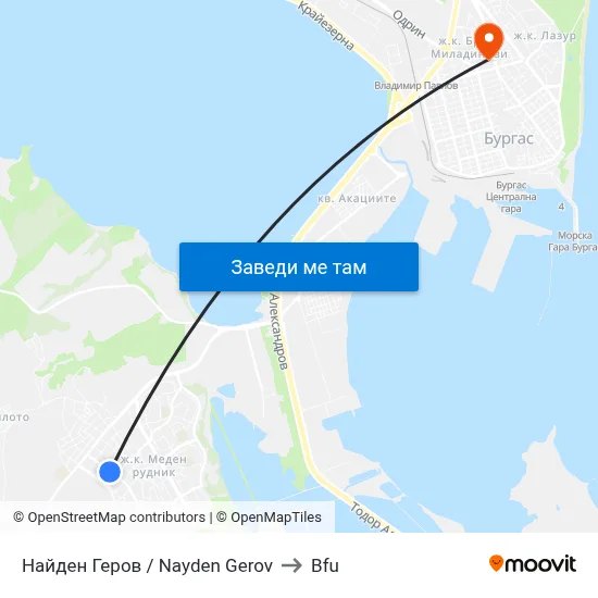 Найден Геров / Nayden Gerov to Bfu map