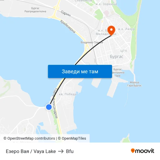 Езеро Вая / Vaya Lake to Bfu map