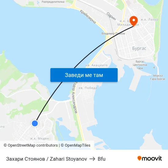 Захари Стоянов / Zahari Stoyanov to Bfu map
