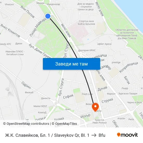 Ж.К. Славейков, Бл. 1 / Slaveykov Qr, Bl. 1 to Bfu map