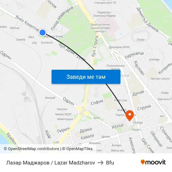 Лазар Маджаров / Lazar Madzharov to Bfu map