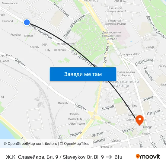 Ж.К. Славейков, Бл. 9 / Slaveykov Qr, Bl. 9 to Bfu map