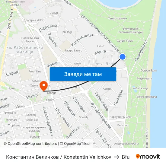 Константин Величков / Konstantin Velichkov to Bfu map