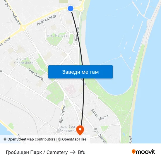 Гробищен Парк / Cemetery to Bfu map