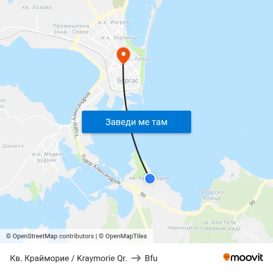Кв. Крайморие / Kraymorie Qr. to Bfu map