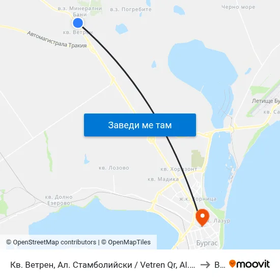 Кв. Ветрен, Ал. Стамболийски / Vetren Qr, Al. Stamboliyski to Bfu map