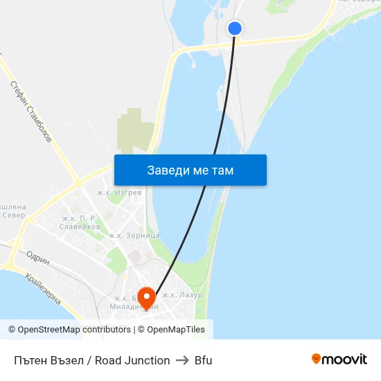 Пътен Възел / Road Junction to Bfu map