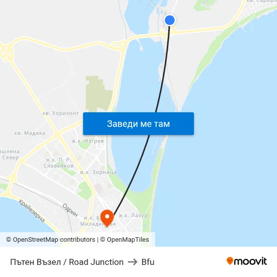 Пътен Възел / Road Junction to Bfu map
