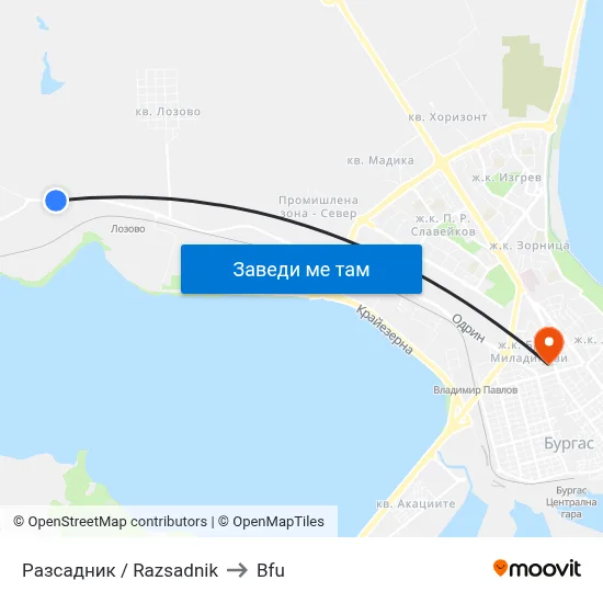 Разсадник / Razsadnik to Bfu map