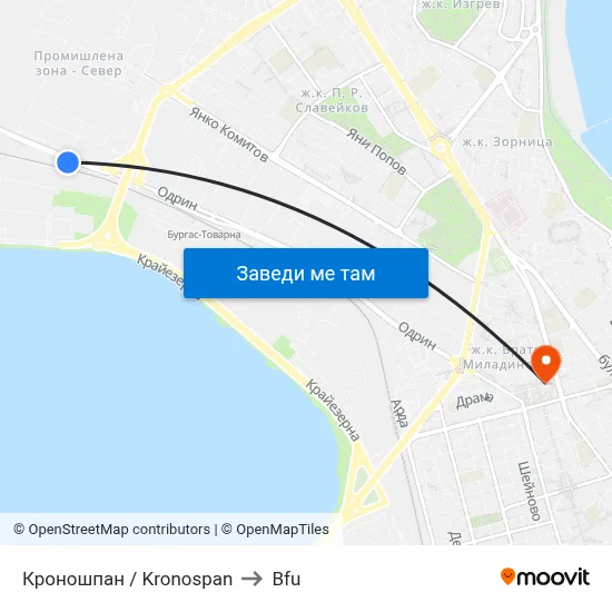 Кроношпан / Kronospan to Bfu map